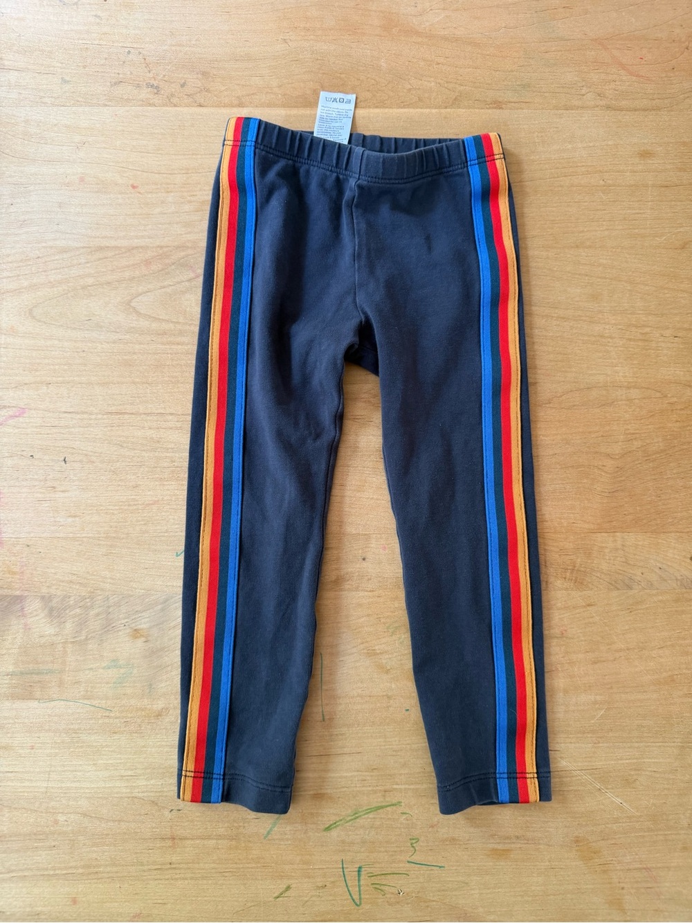 Tea Collection Kids Black Leggings with Rainbow Side Stripes